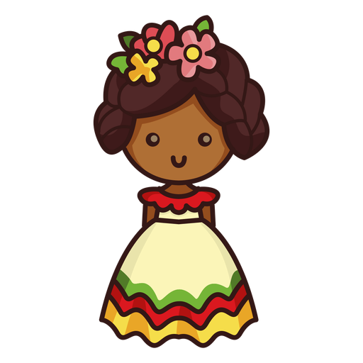 Cute female dancer mexican character PNG Design