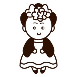 Netter mexikanischer weiblicher Tänzercharakterstrich PNG-Design