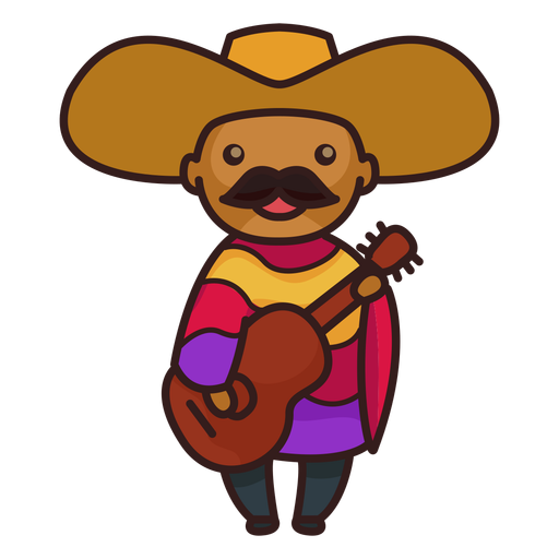 Cute mexican male mariachi character PNG Design
