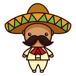 Lindo icono de personaje masculino mariachi mexicano