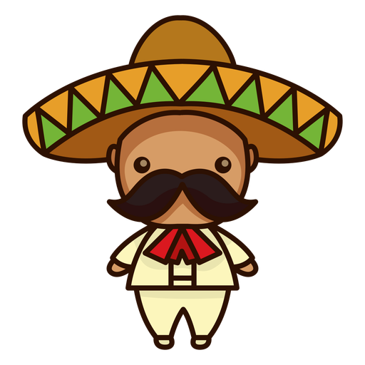 Ícone de personagem masculino mariachi mexicano fofo Desenho PNG