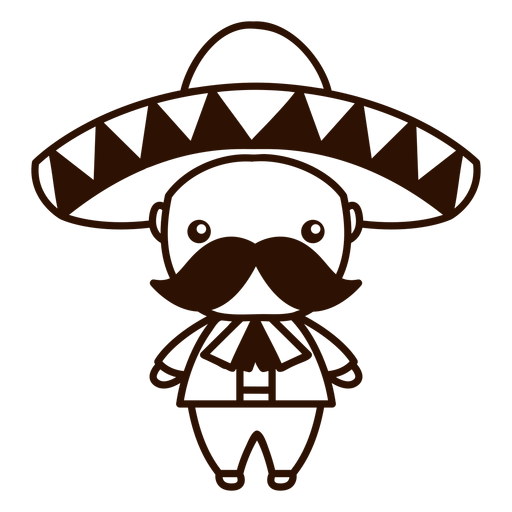 Netter mexikanischer Mariachi männlicher Charakterschlag PNG-Design