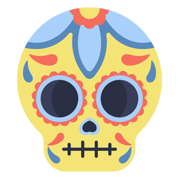 Crânio liso colorido de calavera