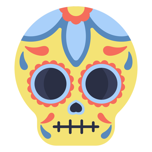 Flat colorful calavera skull PNG Design