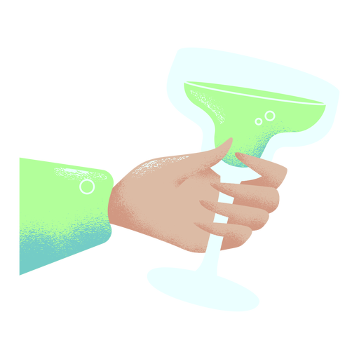 Hand holding cocktail glass illustration green PNG Design