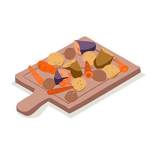 Healthy vegetables cutting board isometric Transparent PNG & SVG