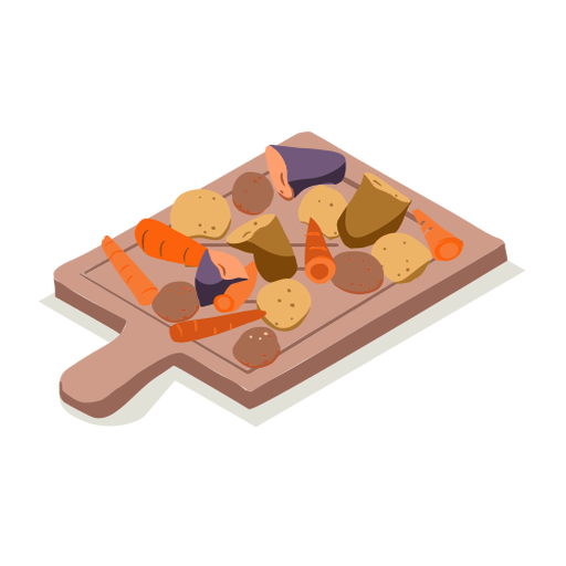 Healthy vegetables cutting board isometric