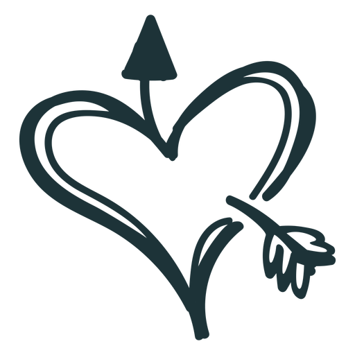 Heart and arrow stroke PNG Design