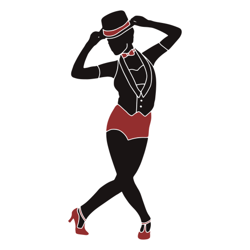 Silueta de traje femenino de bailarina de jazz