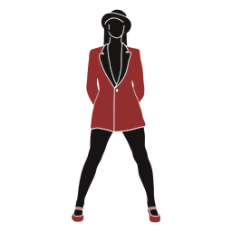 Silhueta de casaco feminino de dançarina de jazz Desenho PNG