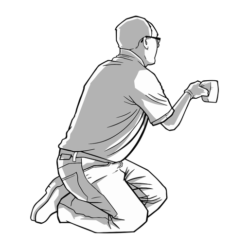 Kneeling man cleaning illustration