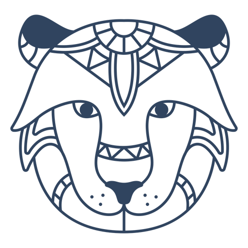 Mandala lion animal stroke PNG Design