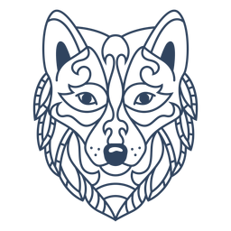 Mandala wolf animal stroke PNG Design