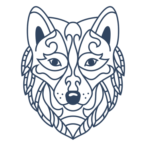 Mandala Wolf Tier Schlaganfall PNG-Design