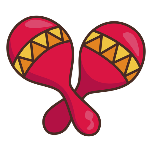 Trazo de colorido icono de maracas mexicanas Diseño PNG