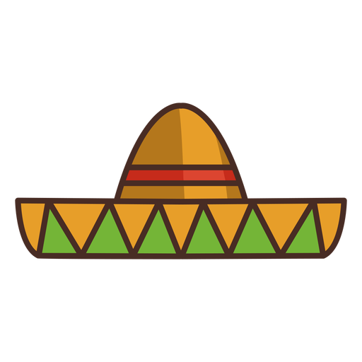Bunter Ikonenstrich des mexikanischen Sombrero PNG-Design