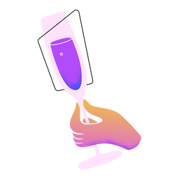 Mão de brinde com champanhe de ano novo Desenho PNG