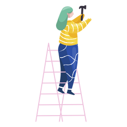 Ilustração de martelo decoradora feminina de ano novo Desenho PNG