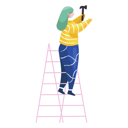 New year female decorator hammer illustration PNG Design