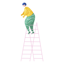 New year female ladder decorator illustration PNG Design