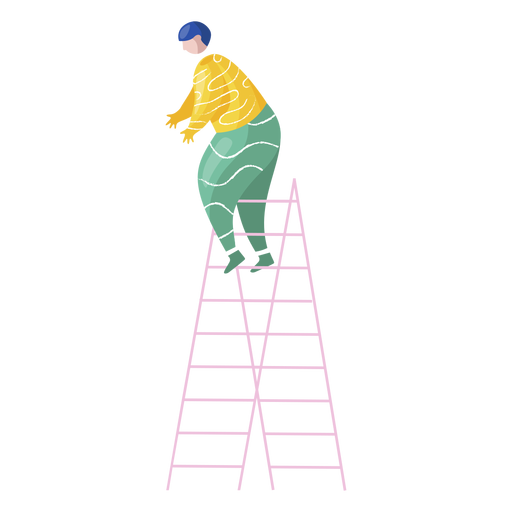 New year female ladder decorator illustration