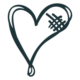 Doodle de coração costurado Desenho PNG