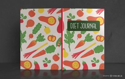 Diseño de portada de libro de patrón de diario de dieta