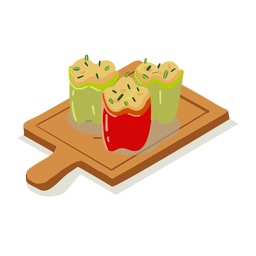 Gefüllte Paprika Schneidebrett Illustration PNG-Design
