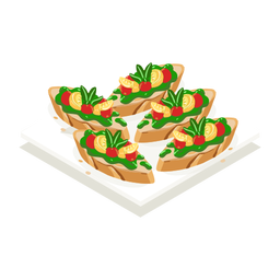 Saborosa bruschetta vegetariana isométrica Desenho PNG