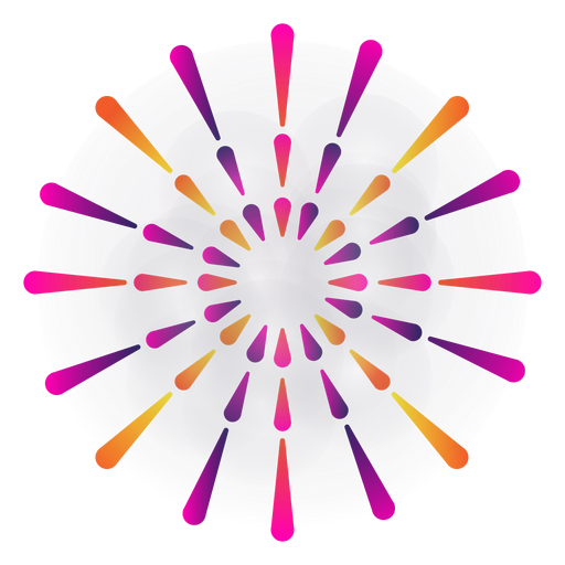 Fogos de artifício de 3 anéis com gradiente de faíscas grossas Desenho PNG