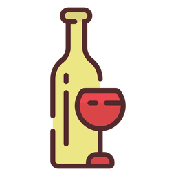 Icono de copa de botella de vino trazo Diseño PNG