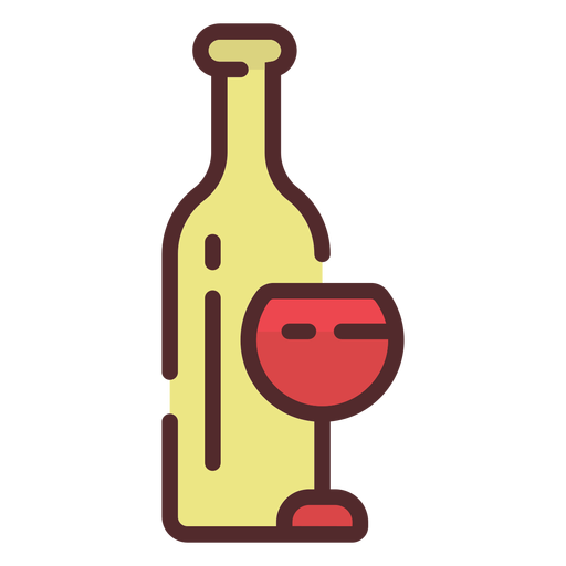 Icono de copa de botella de vino trazo Diseño PNG