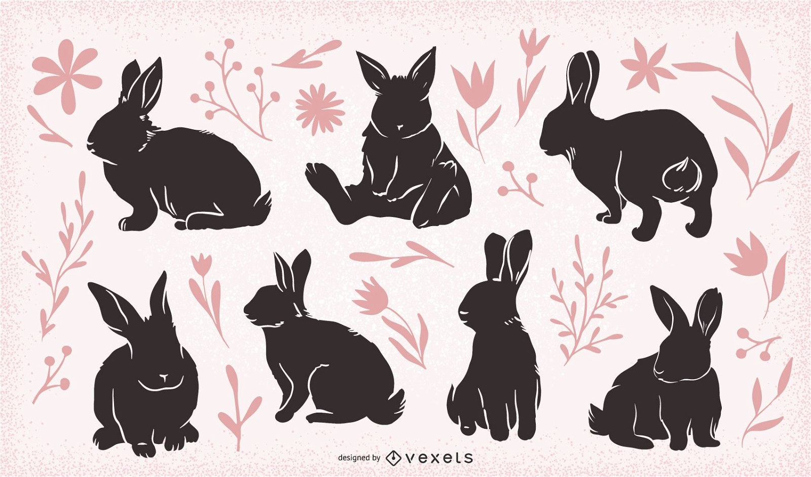 Easter rabbits set
