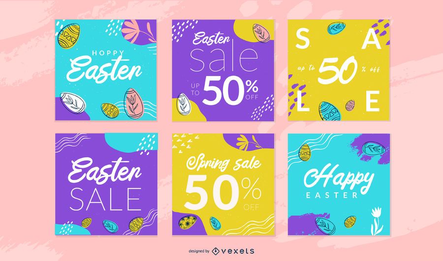 Easter social media post template set Easter social media post template set