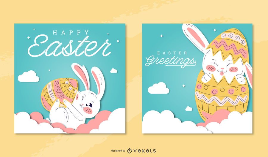 Happy easter greeting card set Happy easter greeting card set