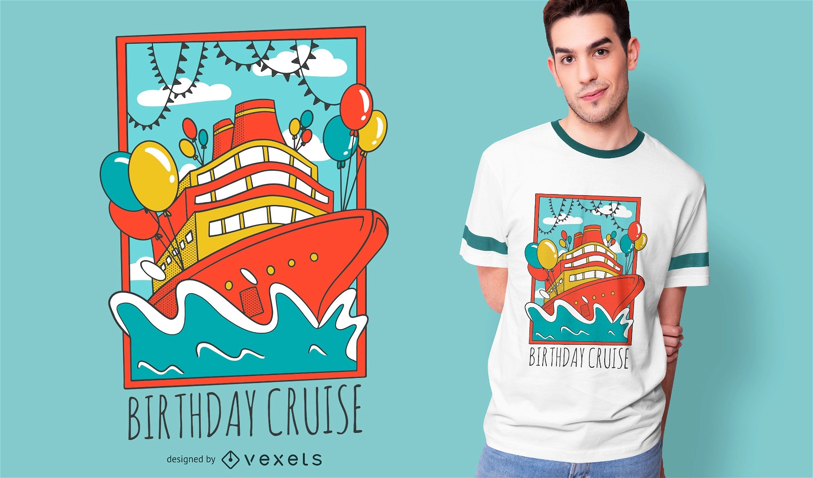Diseño de camiseta de crucero de cumpleaños