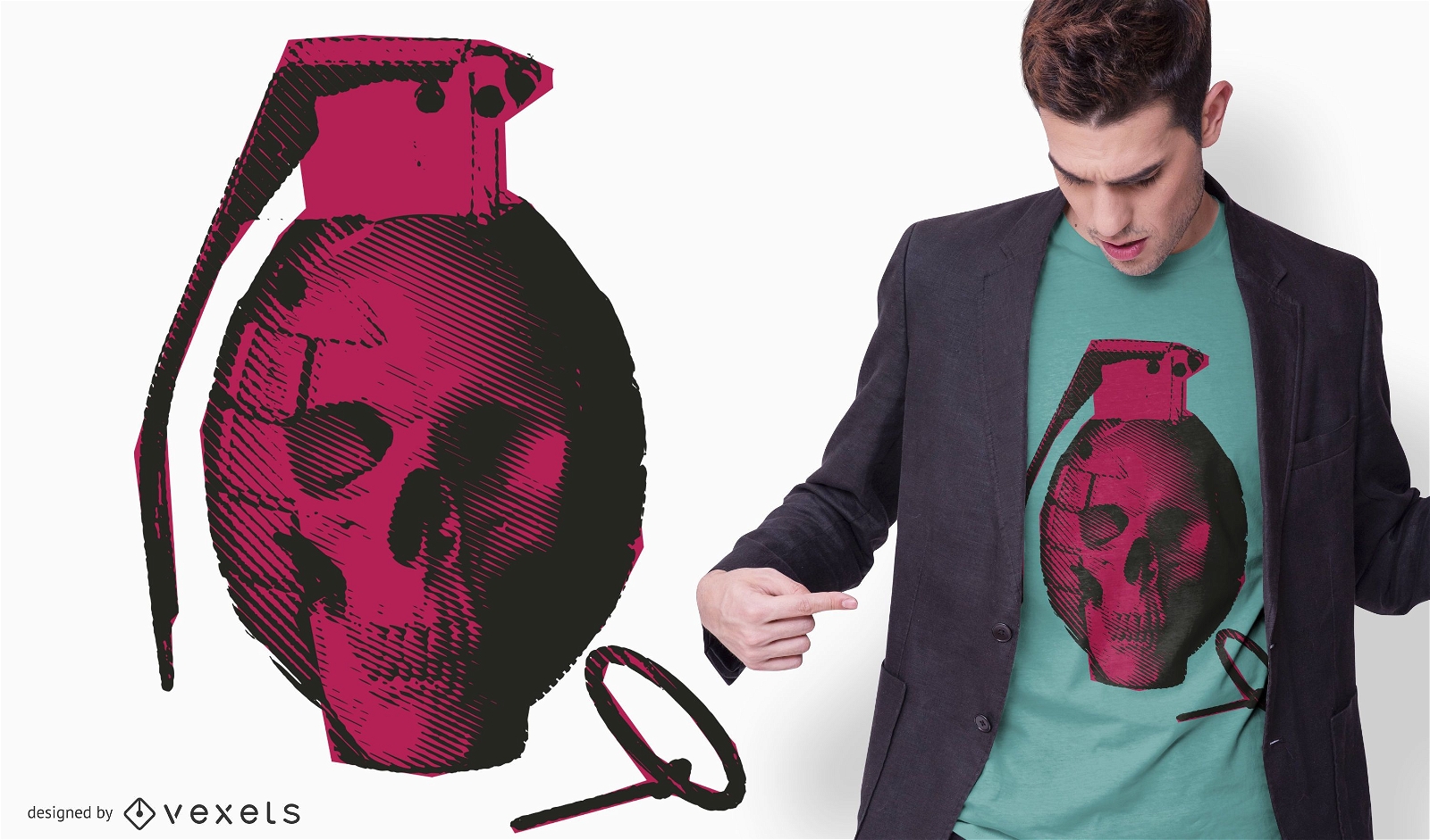 Skull Hand Grenade T-shirt Design