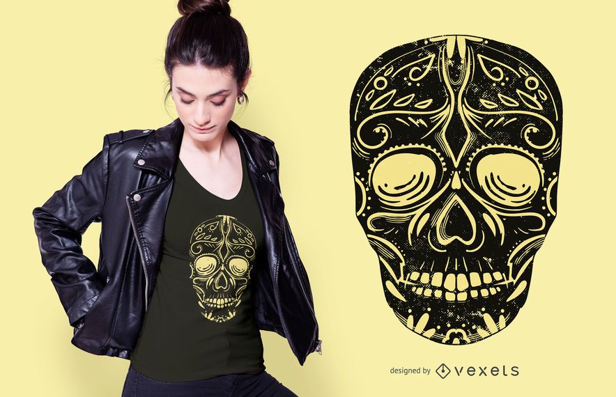 Black Sugar Skull T-shirt Design Black Sugar Skull T-shirt Design