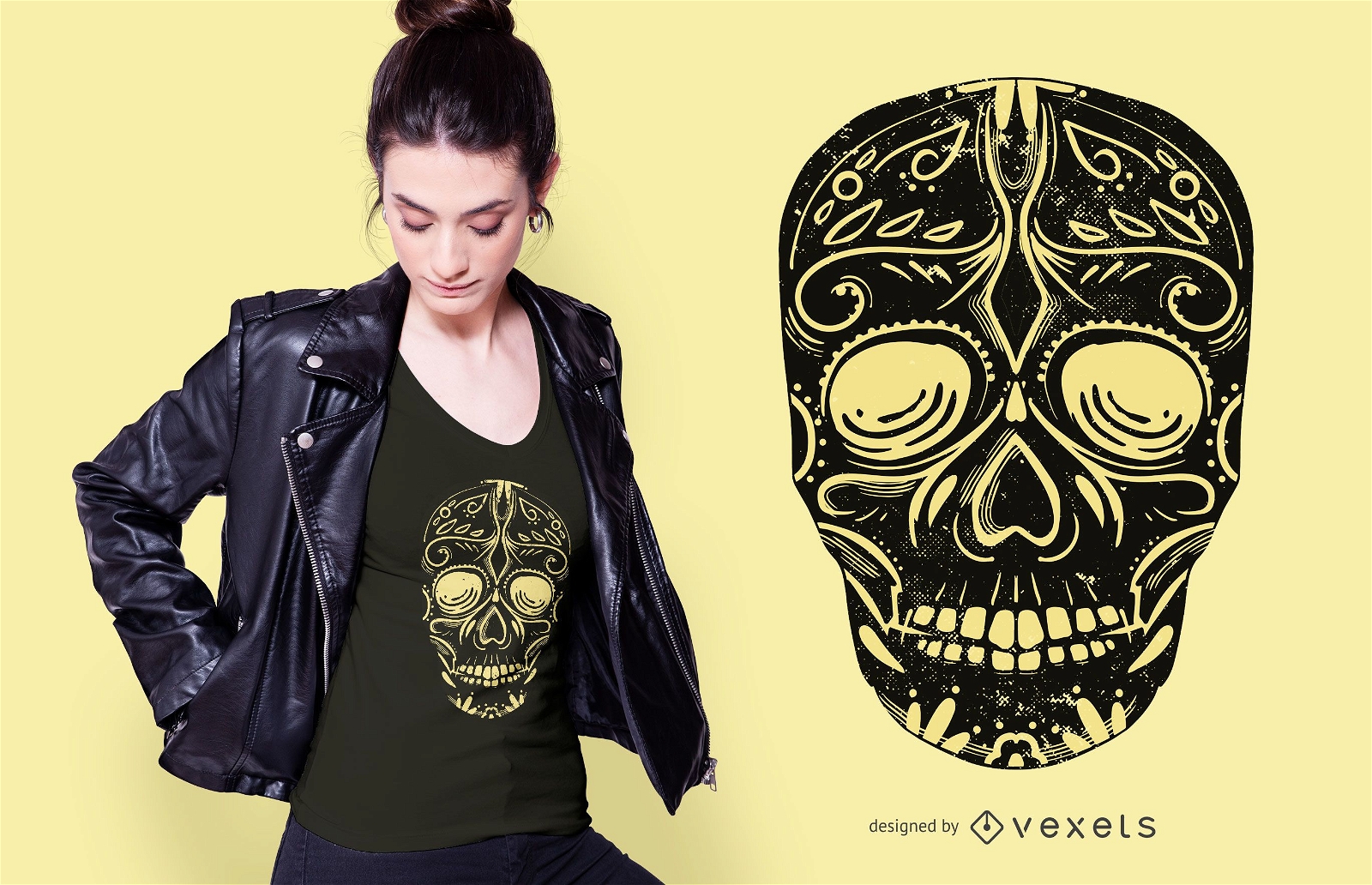 Black Sugar Skull T-shirt Design