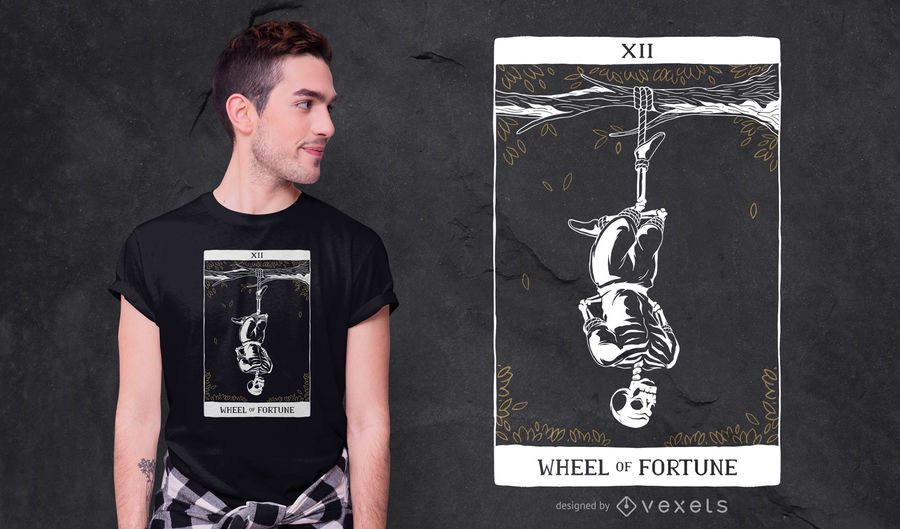 Skeleton Hanged Man Tarot T-shirt Design Skeleton Hanged Man Tarot T-shirt Design