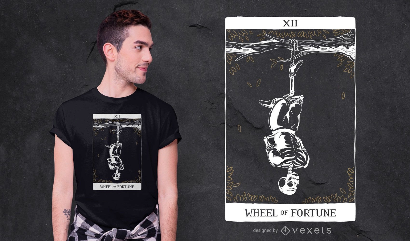 Skelett gehängt Mann Tarot T-Shirt Design