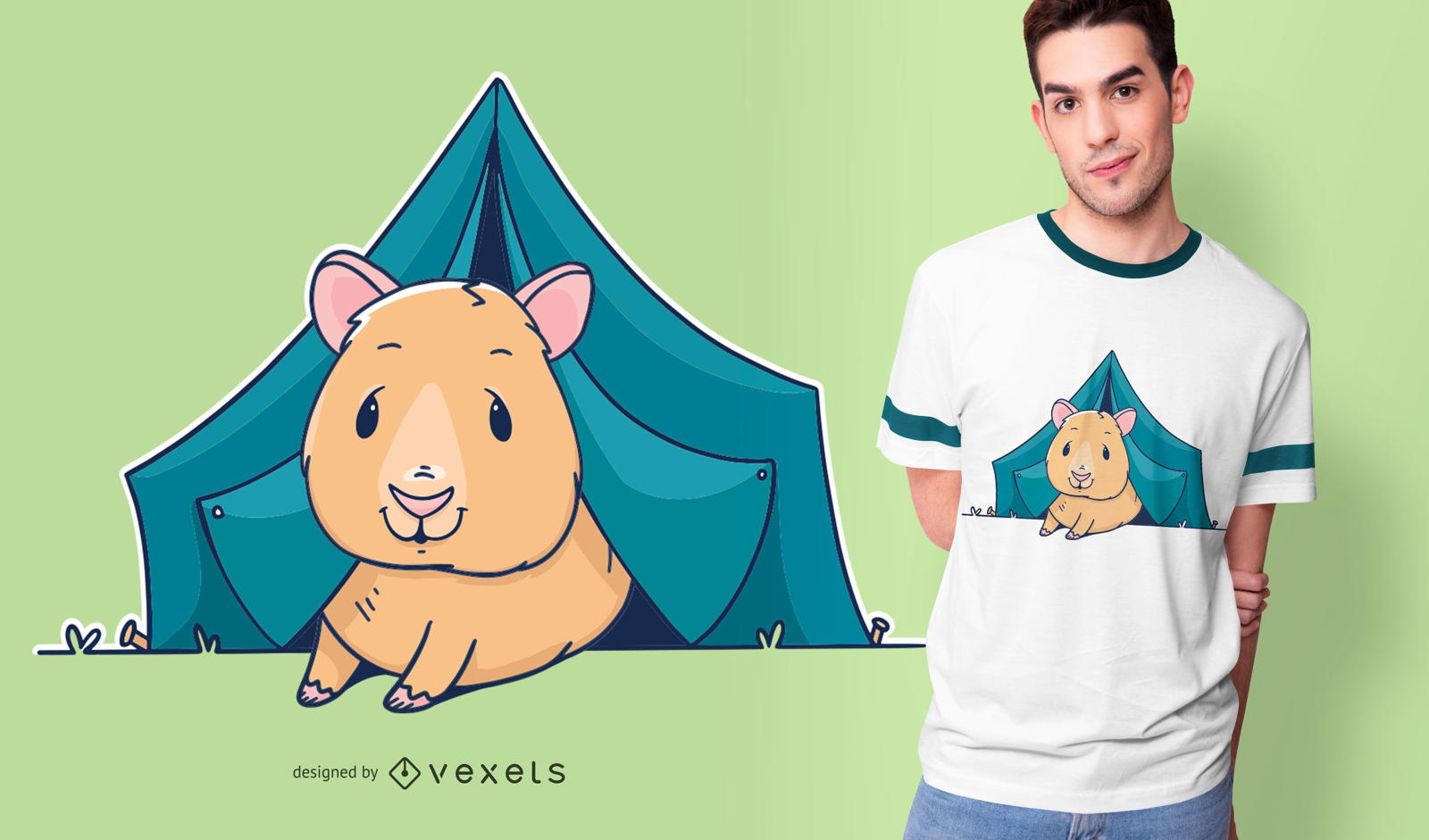 Diseño de camiseta Guinea Pig Camping