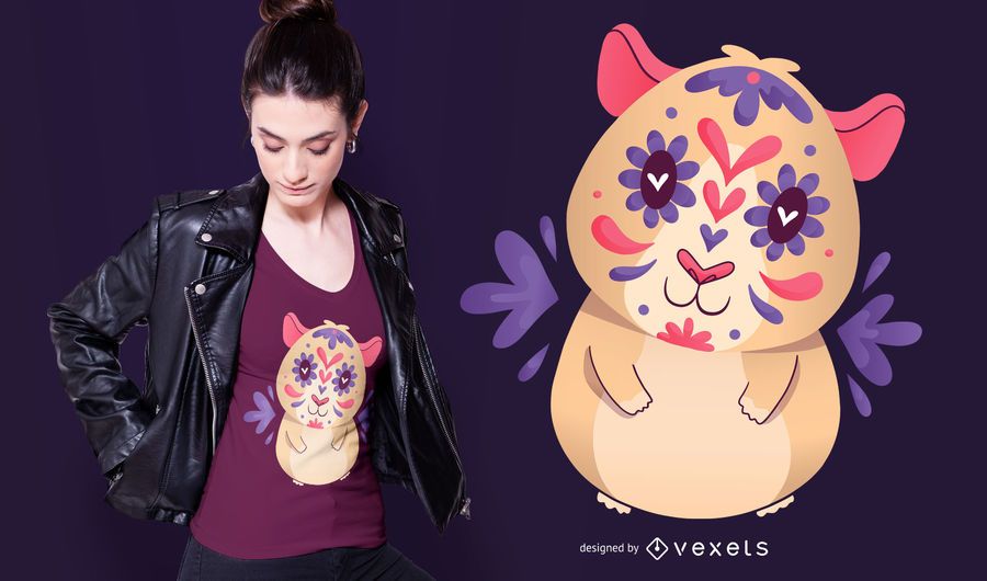 Sugar Skull Guinea Pig T-shirt Design Sugar Skull Guinea Pig T-shirt Design