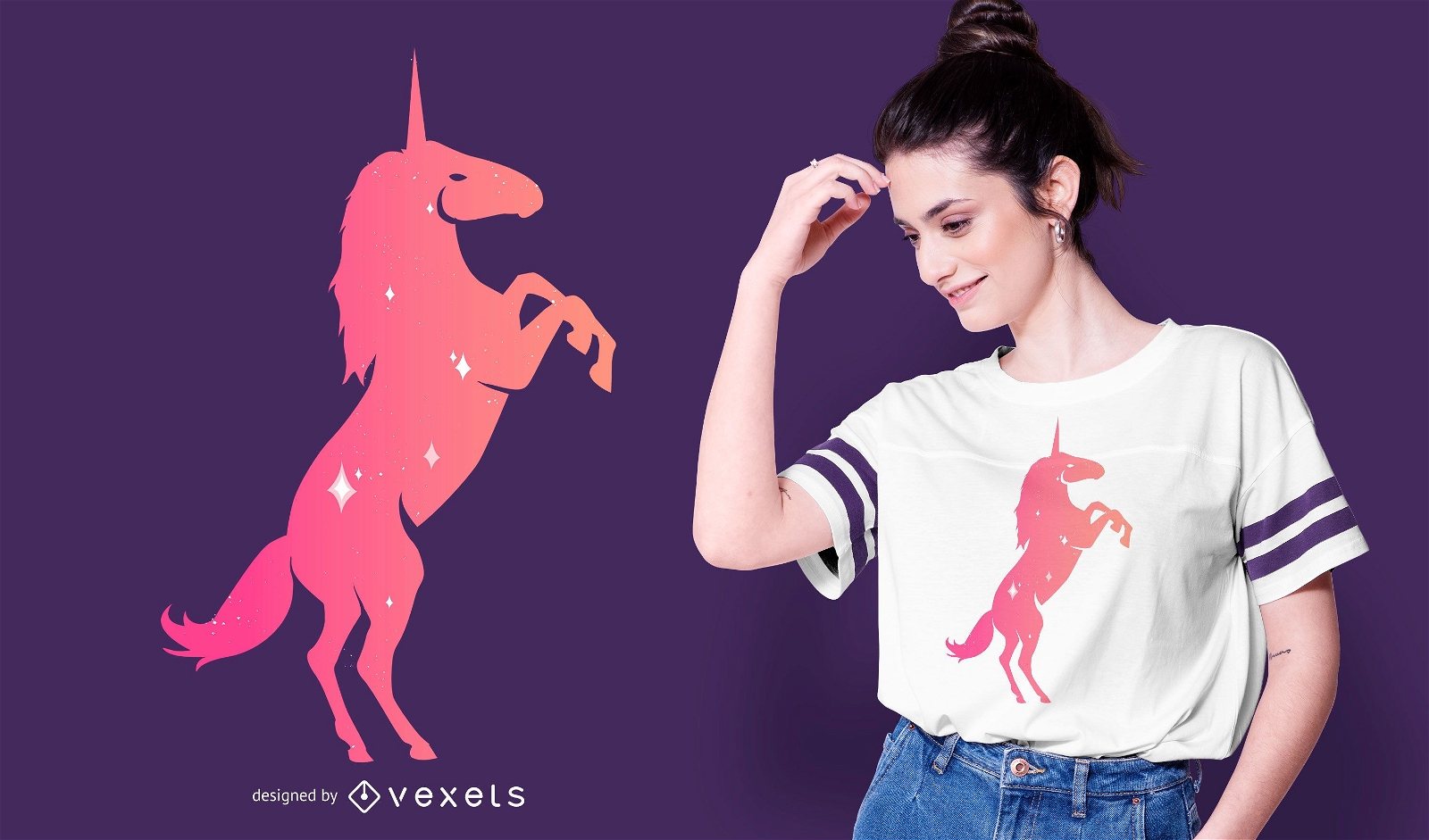 Sparkling Gradient Unicorn T-shirt Design