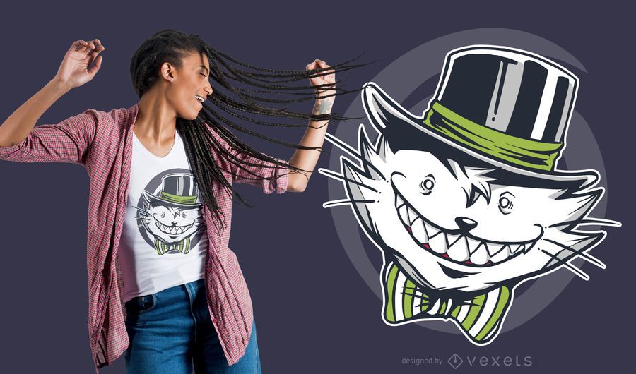 Crazy Creepy Cat T-shirt Design Crazy Creepy Cat T-shirt Design