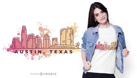 Austin Texas Aquarell Skyline T-Shirt Design