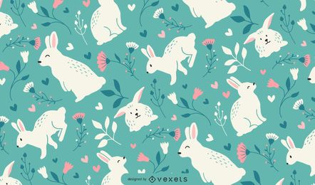Desenho de padrão de coelhos fofos da Páscoa