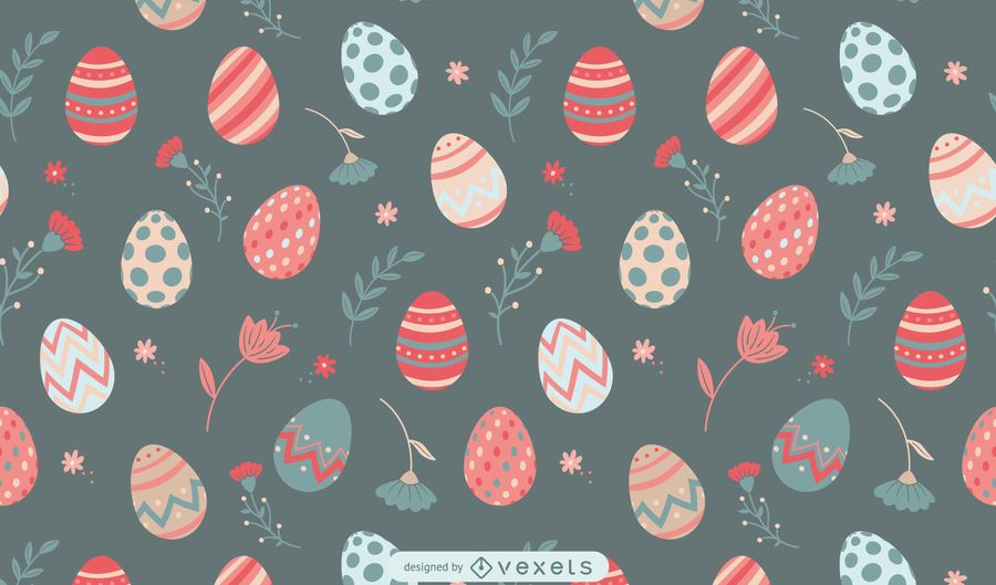 Easter eggs and flowers pattern design Easter eggs and flowers pattern design
