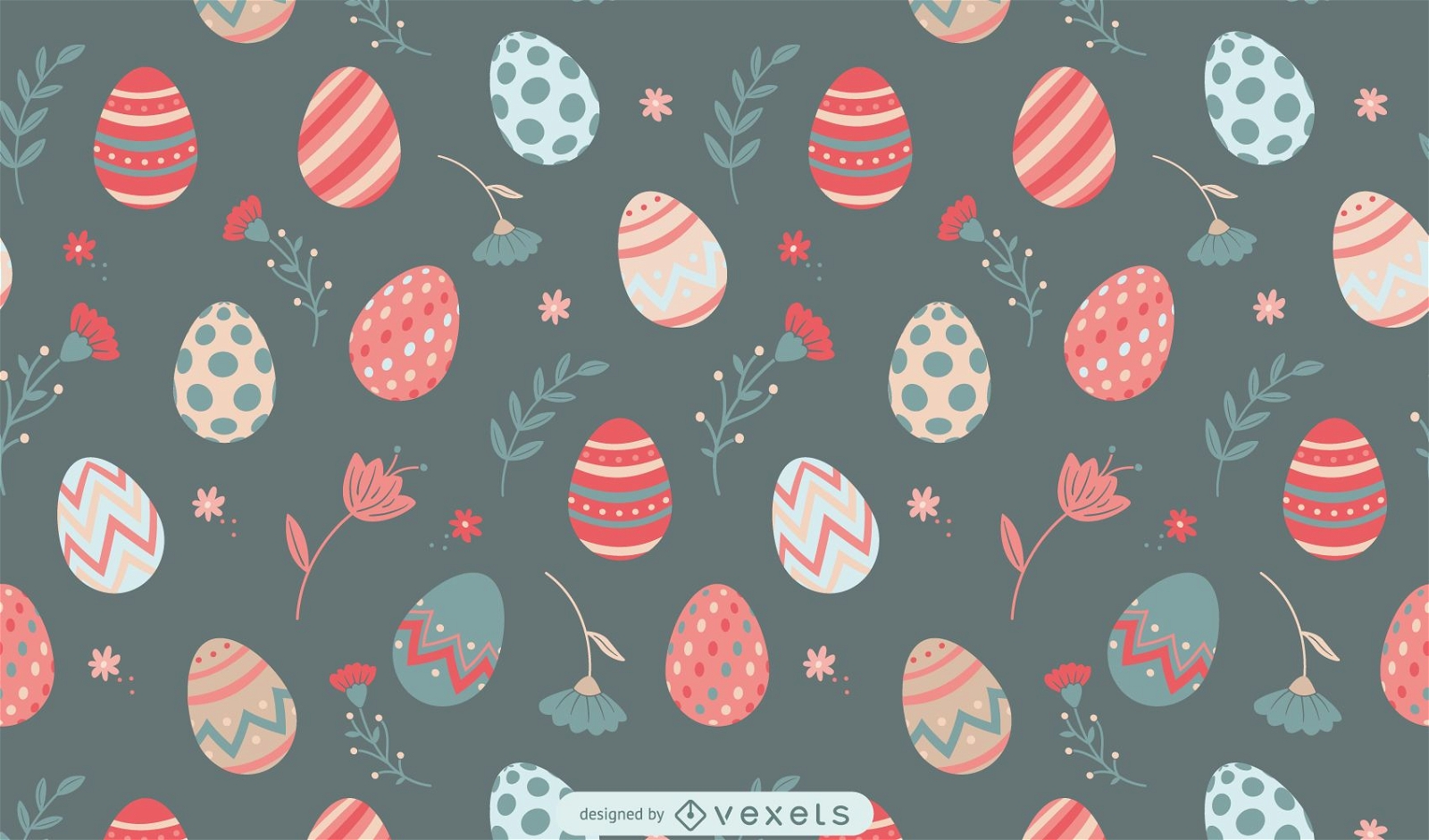 Easter eggs and flowers pattern design