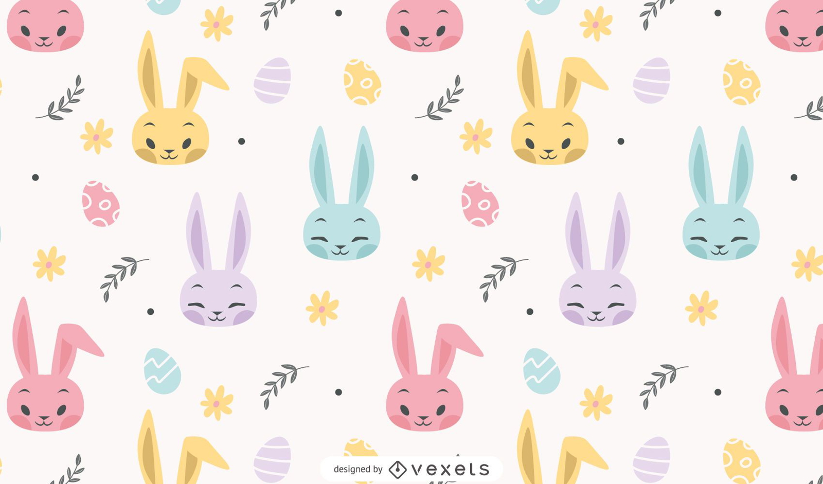 Diseño de patrón de pascua de conejitos coloridos